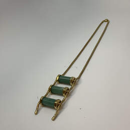 Designer House Of Harlow Gold-Tone Wheat Chain Gree Stone Pendant Necklace
