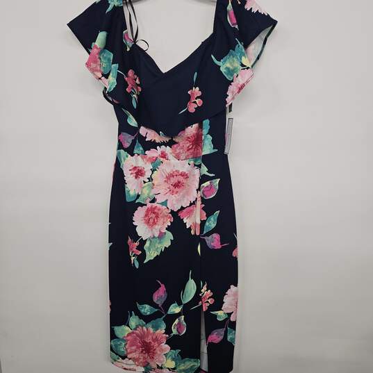 Floral Print Butterfly Sleeve Dress With Slit image number 1