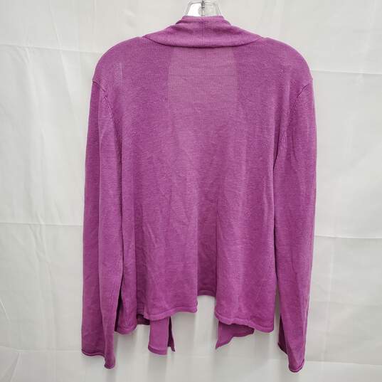 Eileen Fisher WM's Open Knit Pink 100% Linen Cardigan Open Sweater Size L image number 2