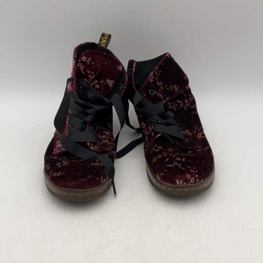 Dr. Martens Womens Hackney Burgundy Floral Lace-Up Ankle Combat Boots Size 9 image number 1