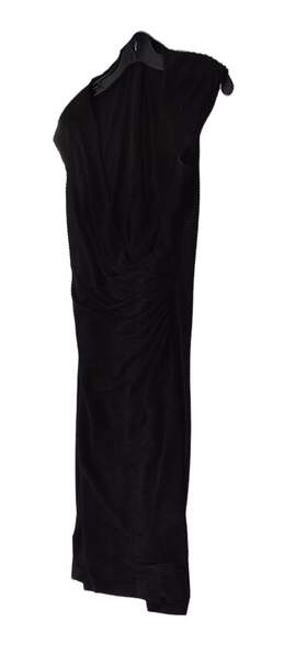 Womens Black Sleeveless Surplice Neck Midi Wrap Dress Size 10 alternative image