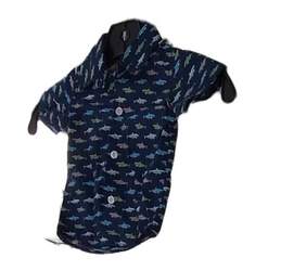 Toddler Boys Blue Animal Print Short Sleeve Shirt Size 3-6 Months