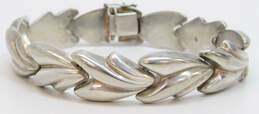 Milor 925 Modernist Puffed Abstract Leaves Linked Chunky Bracelet 27.5g