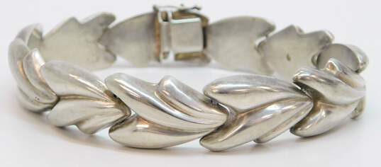 Milor 925 Modernist Puffed Abstract Leaves Linked Chunky Bracelet 27.5g image number 1