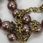 Designer Heidi Daus Gold-Tone Knotted Pearls Rhinestones Beaded Necklace image number 4