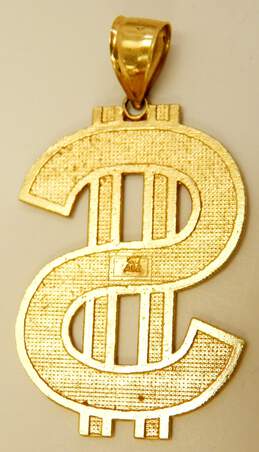 10K Yellow Gold Large Carved Dollar Sign Pendant 6.7g alternative image