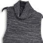 Womens Gray Knitted Turtleneck Sleeveless Hi-Low Hem Pullover Sweater Sz S image number 3