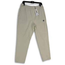 NWT Mens White Elastic Waist Slash Pocket Drawstring Sweatpants Size L
