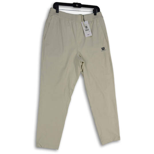 NWT Mens White Elastic Waist Slash Pocket Drawstring Sweatpants Size L image number 1