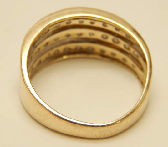 10K Yellow Gold 0.46 CTTW Round Diamond Channel Set Inlay 3 Row Ring 3.3g image number 6