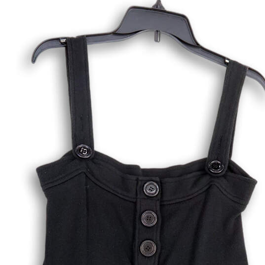 Womens Black Wide Strap Square Neck Button Front Mini Dress Size Medium image number 3