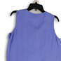 Womens Blue Round Neck Sleeveless Button Front A-Line Dress Size 12 Reg image number 4