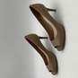 Womens Beige Leather Peep Toe Slip-On Stiletto Pump Heels Size 9 B image number 3