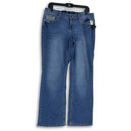 NWT Earl Jeans Womens Blue Denim Studded Medium Wash Straight Leg Jeans Size 12P