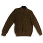 Mens Brown Knitted Button Front Long Sleeve Pullover Sweater Size Medium image number 3