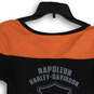 NWT Womens Black Orange Graphic Print Short Sleeve V-Neck T-Shirt Size M image number 4