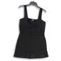 Womens Black Wide Strap Ribbed Square Neck Sleeveless Mini Dress Size XL image number 1