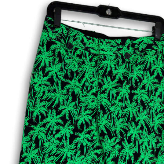 Womens Green Black Palm Tree Print Flat Front Slim Fit Ankle Pants Size 4 image number 3