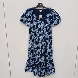 J. Crew Blue Floral Tiered Midi Dress Women's Size 10