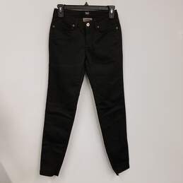 Womens Black Regular Fit Dark Wash Pockets Ankle Zip Skinny Jeans Size 24
