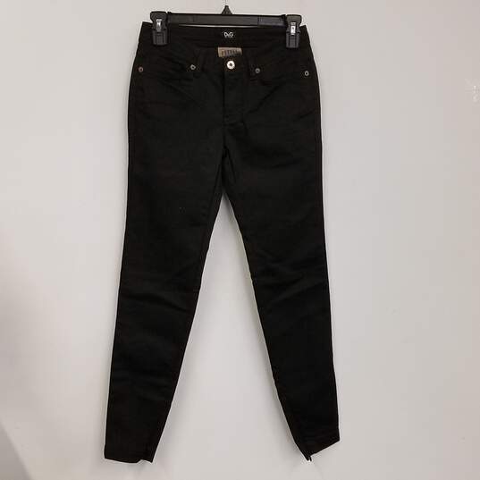Womens Black Regular Fit Dark Wash Pockets Ankle Zip Skinny Jeans Size 24 image number 1