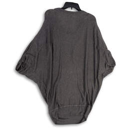 NWT Womens Gray Drape Neck Tight-Knit Pullover Poncho Sweater Size XL alternative image