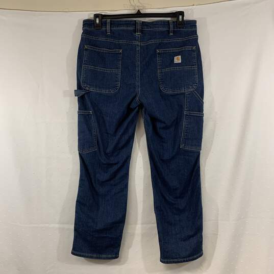 Women's Medium Wash Carhartt Straight Fit Carpenter Jeans, Sz. 14S image number 2