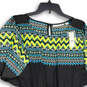 NWT Womens Multicolor Chevron Tie Waist Round Neck Shift Dress Size Small image number 3