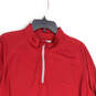 Mens Red Collared Long Sleeve Quarter Zip Activewear T-Shirt Size 2XL image number 3