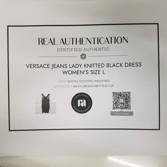 Versace Jeans Lady Knitted Black Sheath Dress Women's Size L image number 7