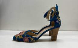 Sundance Floral Suede Embroidered Ankle Strap Heels Shoes Size 37