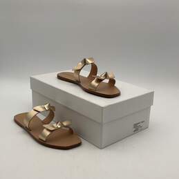 IOB Kaanas Womens Antonia Gold Beige Leather Double Bow Slide Sandals Size 6M