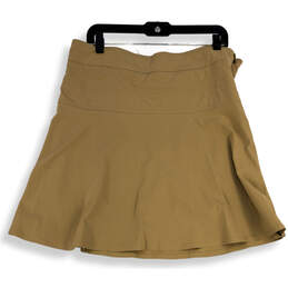 Womens Tan Flat Front Side Zip Stretch Activewear A-Line Skort Size 14