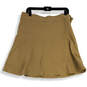 Womens Tan Flat Front Side Zip Stretch Activewear A-Line Skort Size 14 image number 1