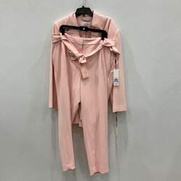 NWT Calvin Klein Womens Pink Belted Blazer & Pants 2 Piece Suit Set Size 20W