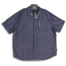 NWT Mens Gray Dk Denim Reducing Consumption Collared Button-Up Shirt Sz 4X