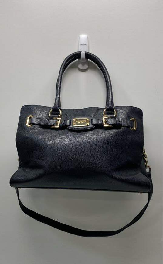 Michael Kors Hamilton Black Leather Shoulder Tote Bag image number 1