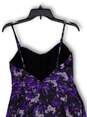 NWT Womens Black Purple Floral Spaghetti Strap Back Zip Mini Dress Size S image number 4