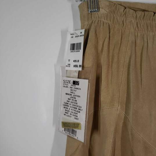 NWT Womens Genuine Leather Pleated Back Zip Long Maxi Skirt Size 12 image number 3