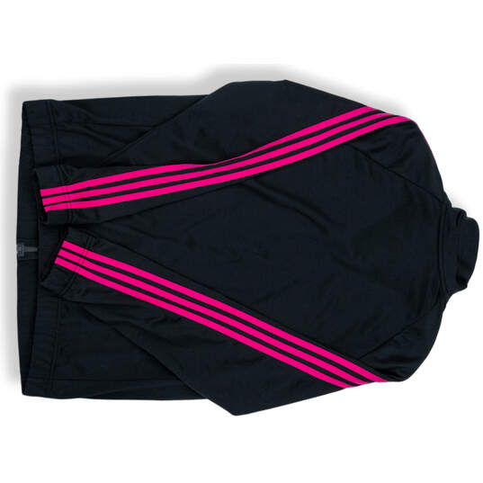 Women's Black Pink Training Essentials Tricot Full-Zip Track Jacket Size XL image number 2