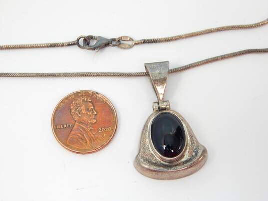 Taxco 925 Onyx Pendant Necklace & Geometric Earrings 21.7g image number 9