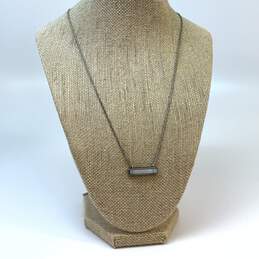 Designer Kendra Scott Silver-Tone Leanor Gunmetal Bar Pendant Necklace