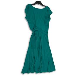 NWT Coldwater Creek Womens Green Surplice Neck Tie Waist Fit & Flare Dress Sz 16 alternative image