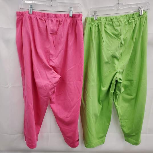 The Quacker Factory Women's Cotton Lounge Pants 2 Pairs Lot - Size Large image number 2