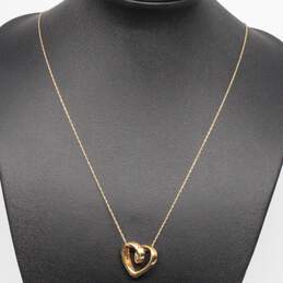 14K Yellow Gold Floating Heart Pendant Necklace - 1.2g alternative image