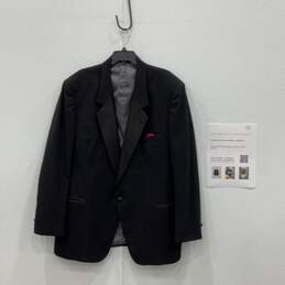 Christian Dior Mens Black Notch Lapel Long Sleeve One Button Blazer Size 46L/COA