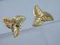 14K Gold Faux Pearl & Etched Leaves Cluster Post Earrings 1.3g image number 3