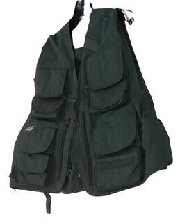 Mens Green Sleeveless Pockets Full Zip Fishing Vest Jacket Size Large alternative image
