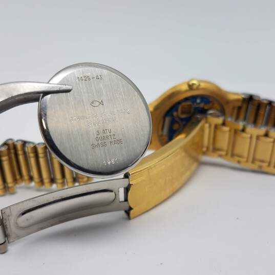 Favre Leuba Swiss 1425-43 7 Jewels 23mm Gold Tone Quartz Analog Date Watch 32g image number 7