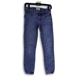 Womens Blue Denim Medium Wash Pockets Stretch Slim Fit Skinny Jeans Size 25